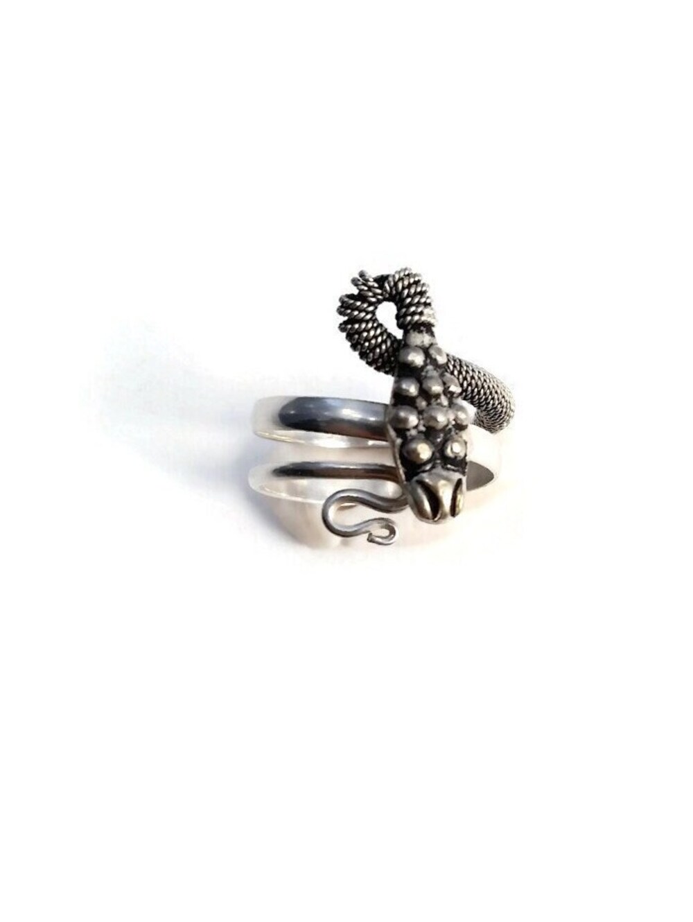 Vintage Sterling Silver Cobra Snake Statement Ring, Marked 925 . US Size 9 1/2.